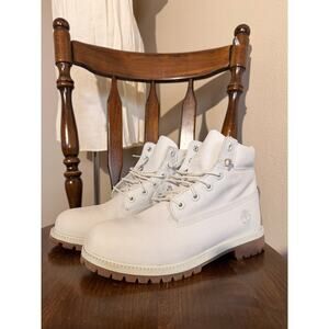 Timberland White Leather Waterproof Men's Ankle Boots Lace Up Size 7